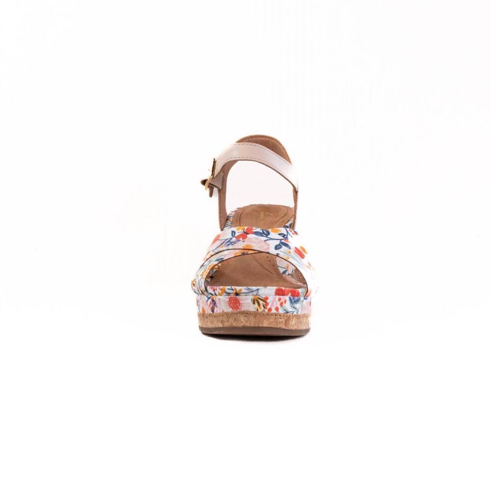 NEW CLARKS women's chicly floral wedge sandal in white - Picture 6 of 7